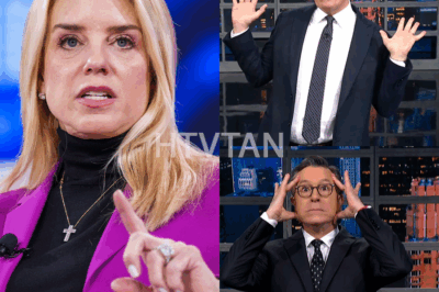 TV SHOCKER: PAM BONDI DELIVERS BRUTAL LIVE TAKEDOWN OF STEPHEN COLBERT ON ‘THE LATE SHOW’—AUDIENCE GASPS IN DISBELIEF, COLBERT LEFT SPEECHLESS AS PRODUCERS SCRAMBLE TO CUT SEGMENT AMID ON-AIR CHAOS; STUNNING COMEBACK SPARKS INSTANT CONTROVERSY, VIRAL OUTRAGE, AND MEDIA FIRESTORM—WHAT DID SHE SAY TO SILENCE ONE OF TV’S SHARPEST HOSTS? INSIDE THE EXPLOSIVE MOMENT THAT HAS AMERICA TALKING AND NETWORK EXECUTIVES SCRAMBLING FOR ANSWERS: IS THIS THE MOST SHOCKING TELEVISION CONFRONTATION OF THE YEAR?