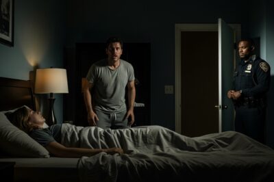 I was making dinner when a police officer knocked on my door. “Sir, your wife was in a serious car acc:ident an hour ago.” My heart stopped. “No, that’s impossible—she’s upstairs asleep.” The officer frowned, and I led him to our bedroom. His hand went to his side. “Sir,” he whispered, “please step back. That’s not who you think it is.”