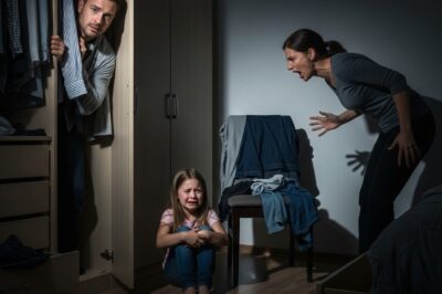 Daddy, please don’t leave me alone with the new mommy… she does bad things when you’re not here.”
