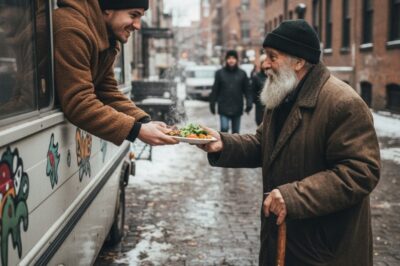 “Well… I don’t have any money,” the man said, looking at the plate of food.